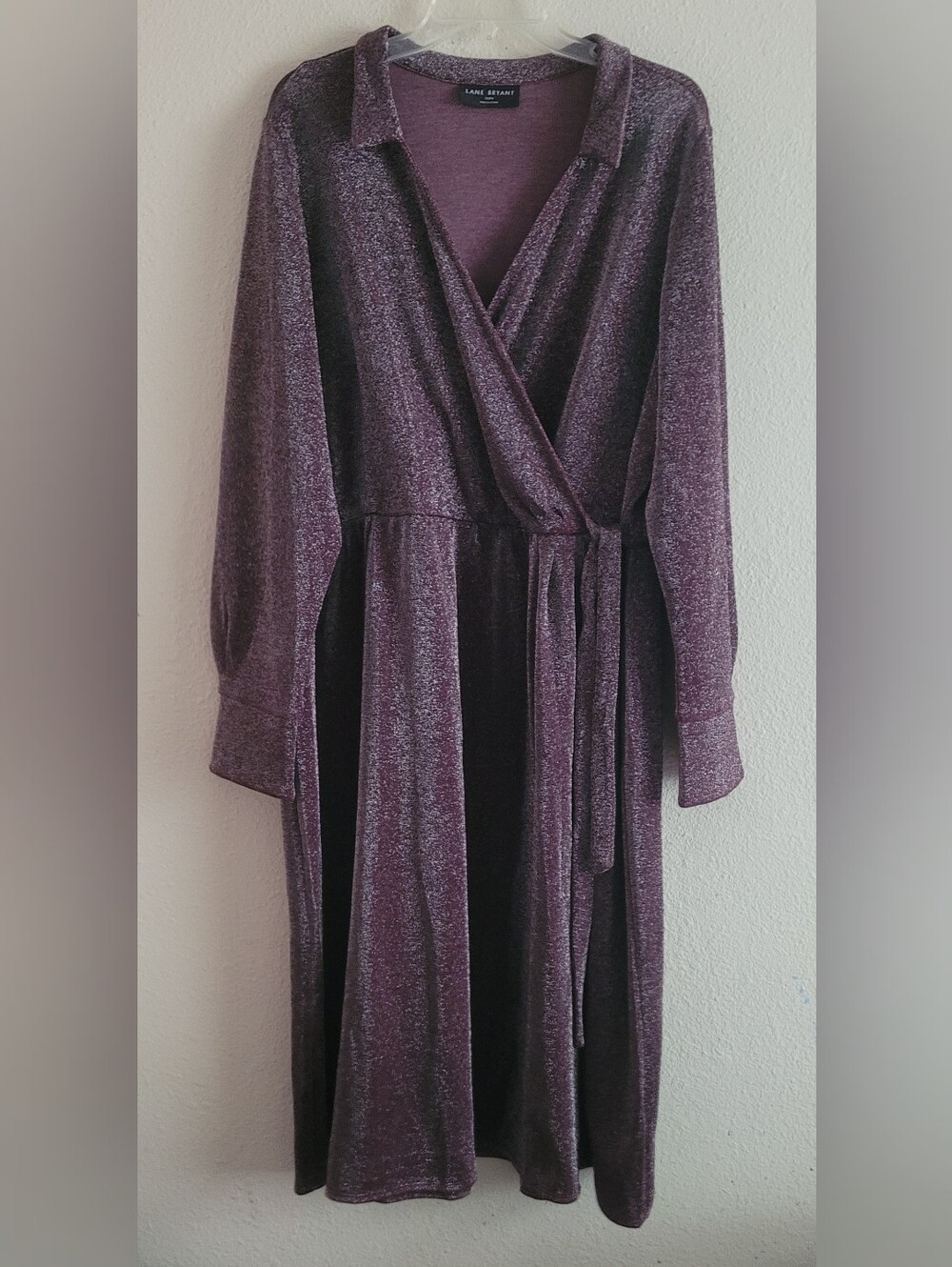 Lane Bryant Sz 22/24 Faux Wrap Shimmery Dress